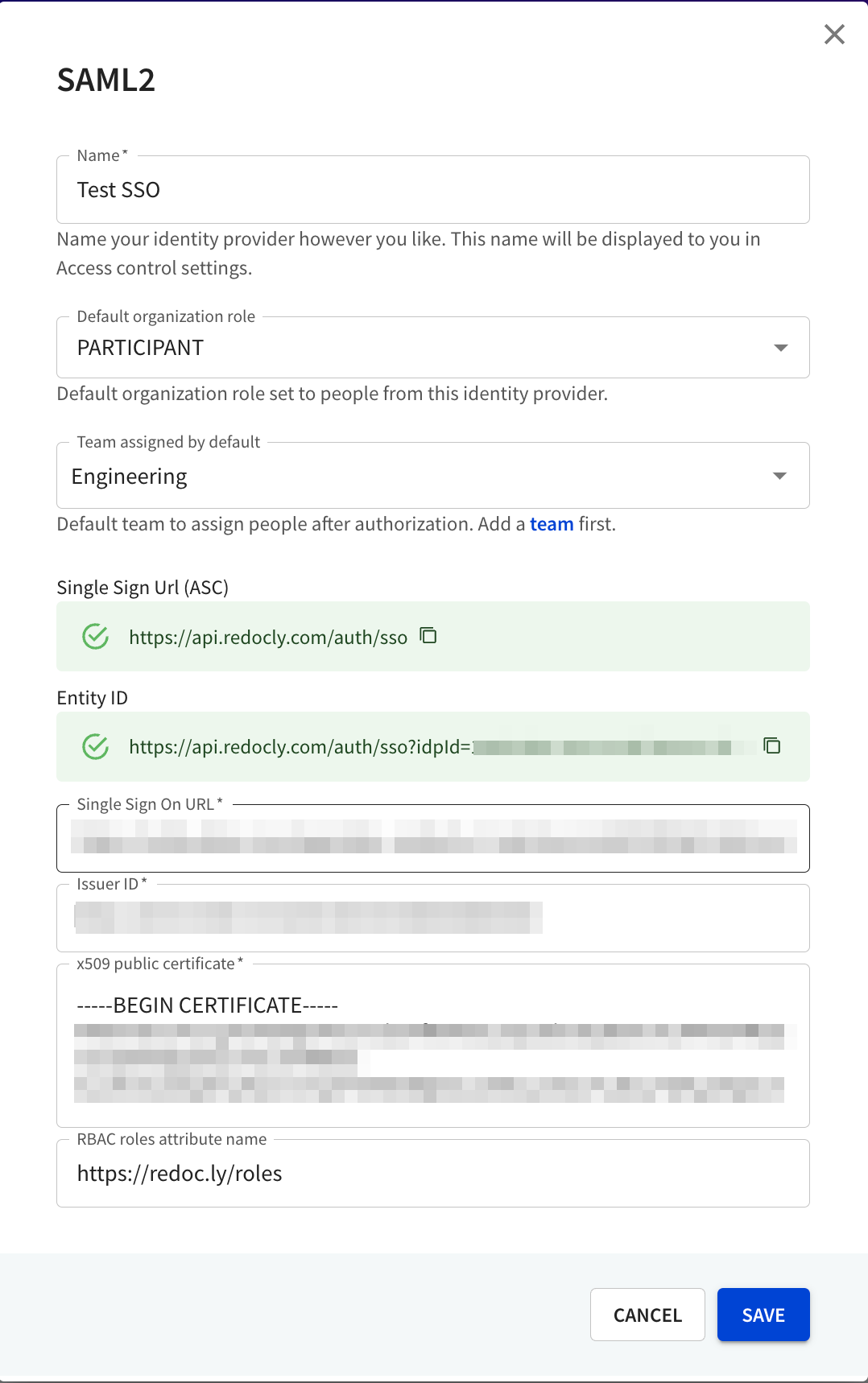 Add SAML2 details