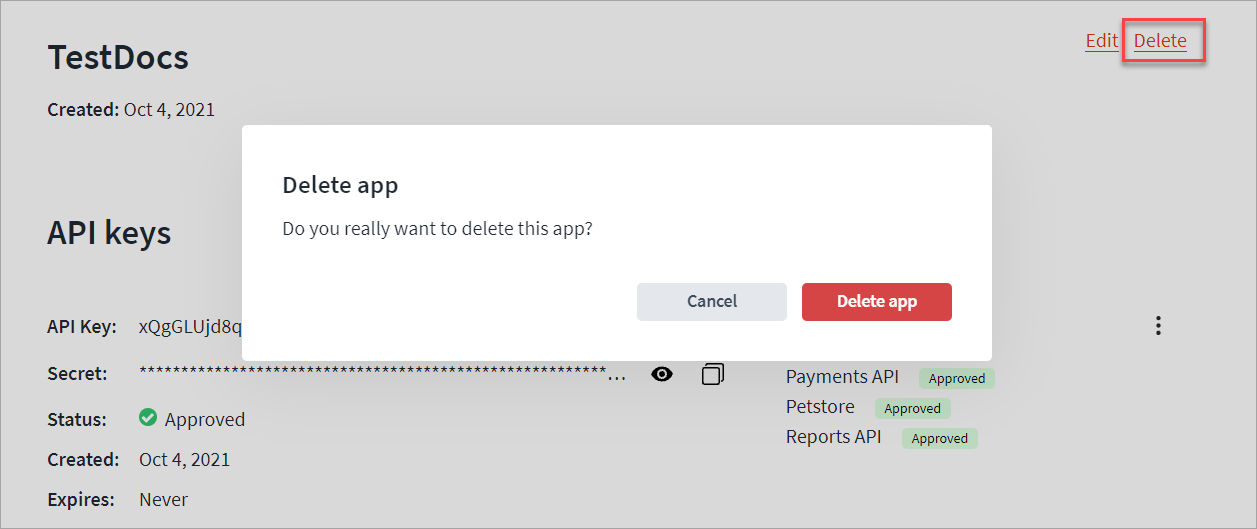 Delete app