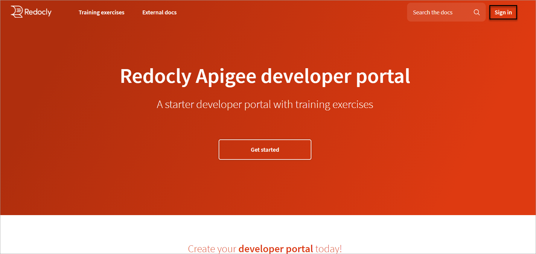 Developer portal sign in