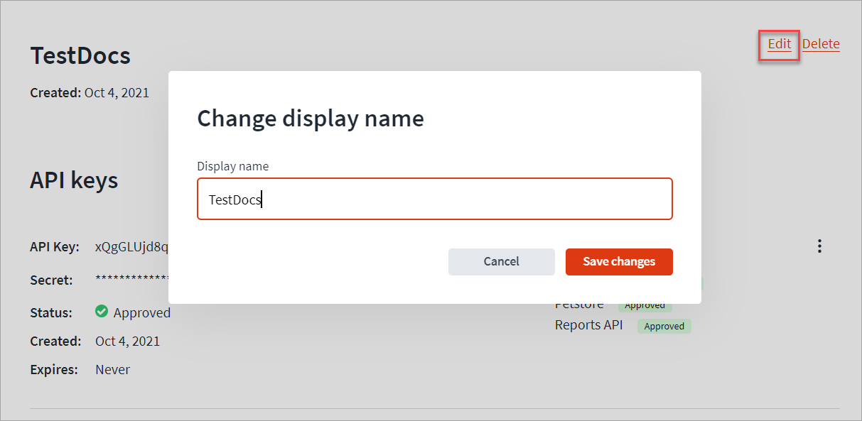 Edit app name