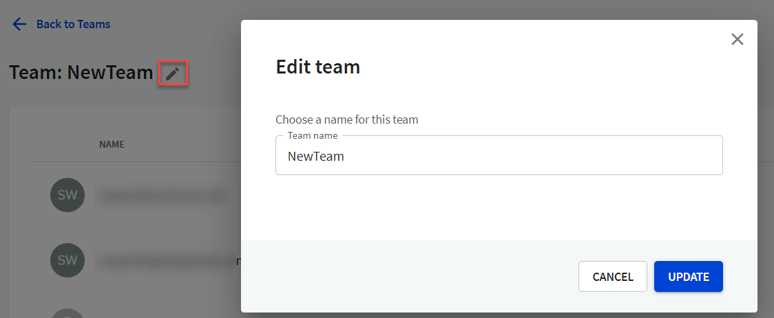 Edit team name