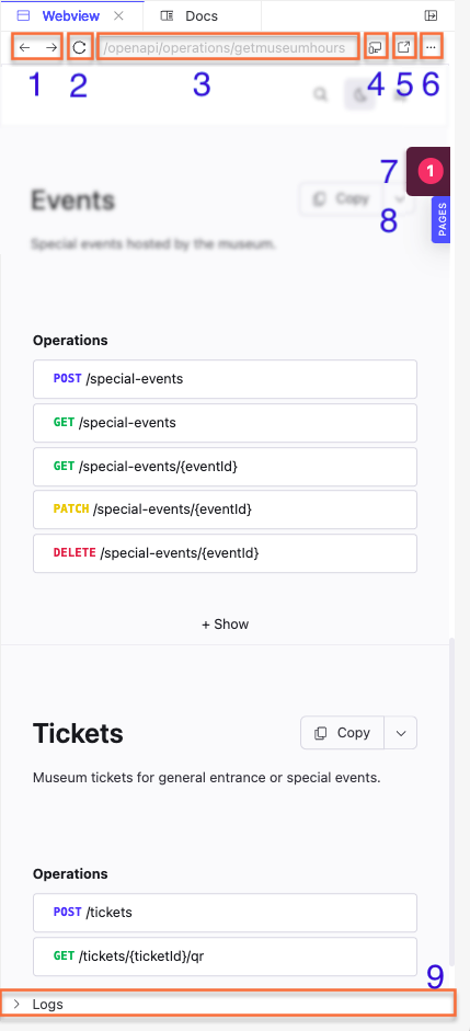 Screenshot of the Webview tab in Reunite editor