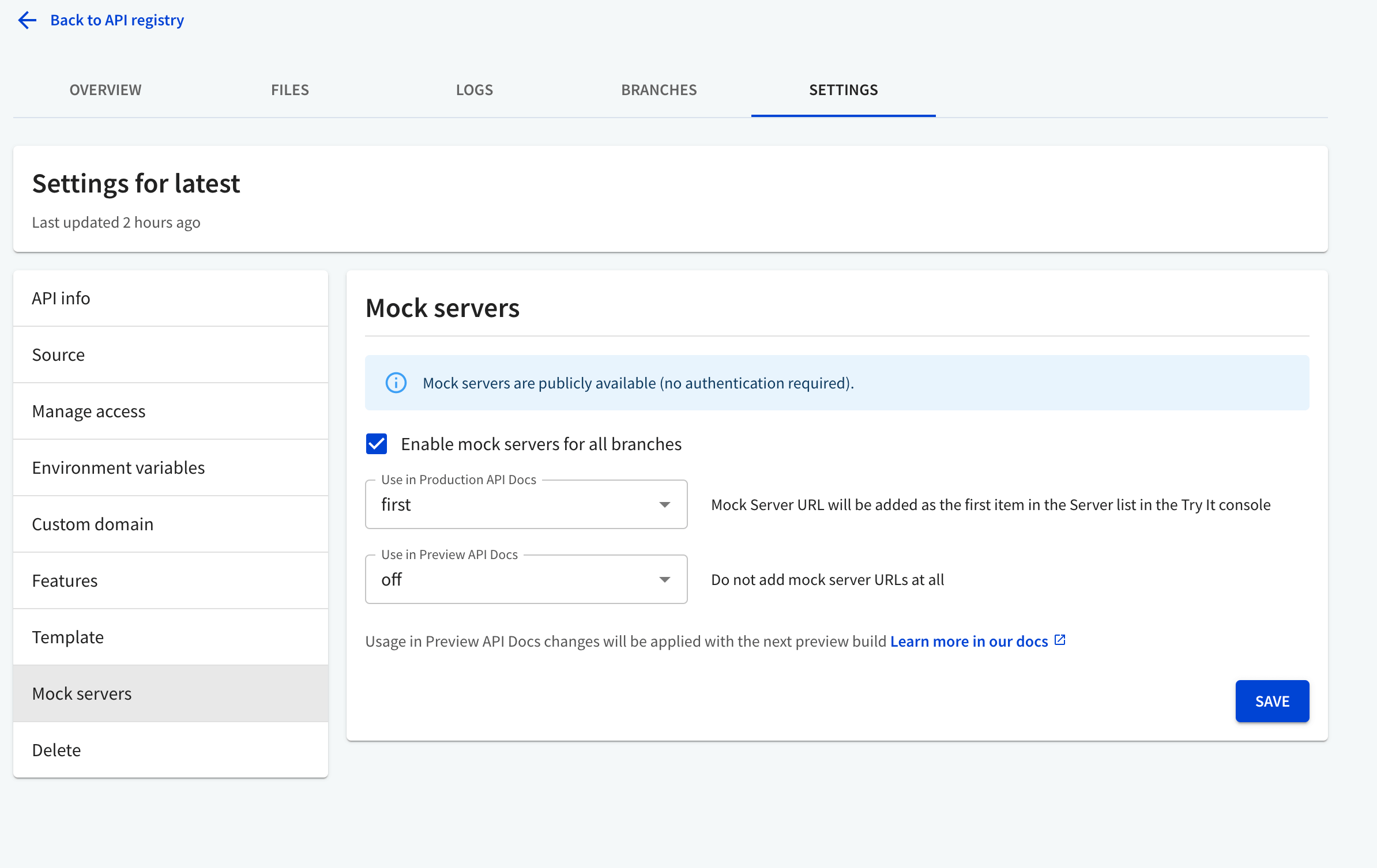 mock server enable