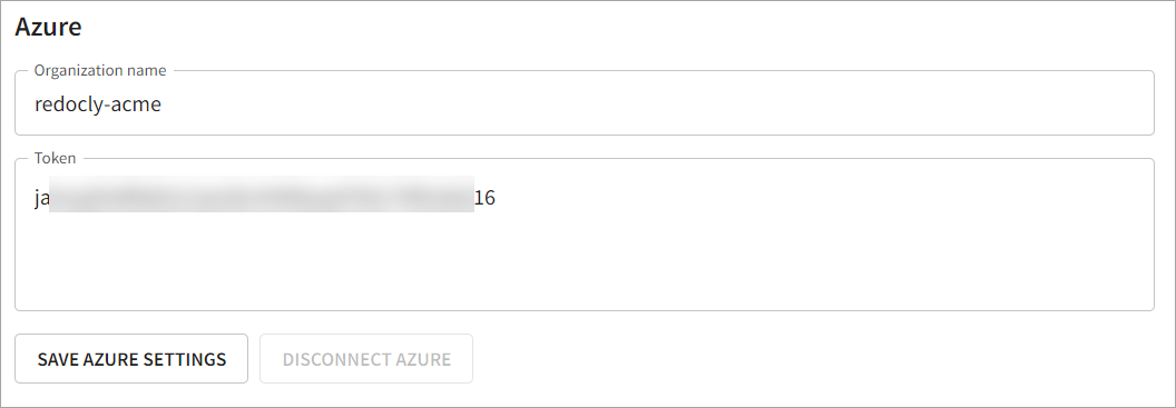 Org Settings Azure