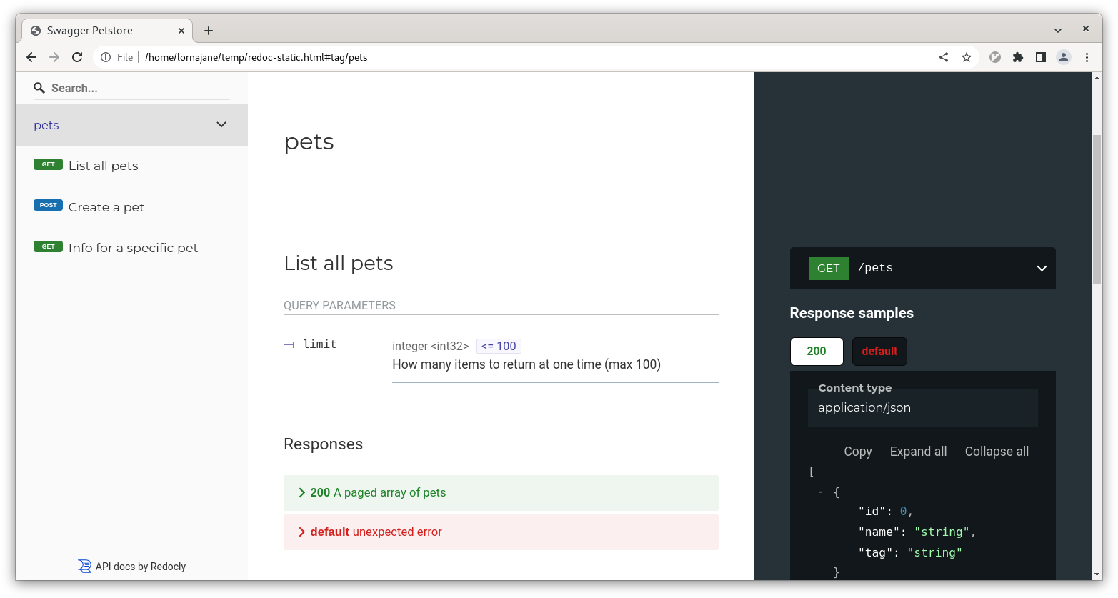 Instant API docs with Redocly